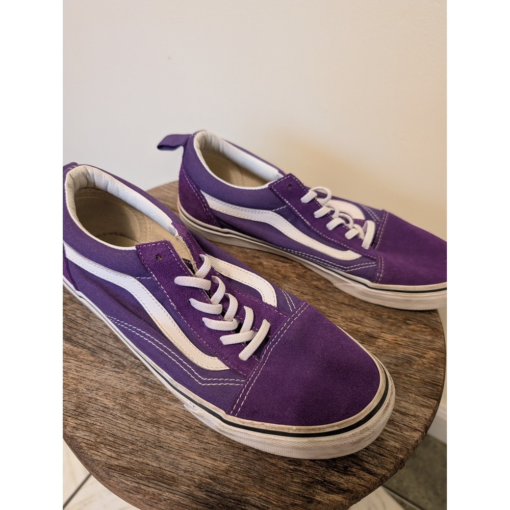 Vans Old Skool Elastic Lace Purple Canvas Suede Kids Size 7M / Women 8.5